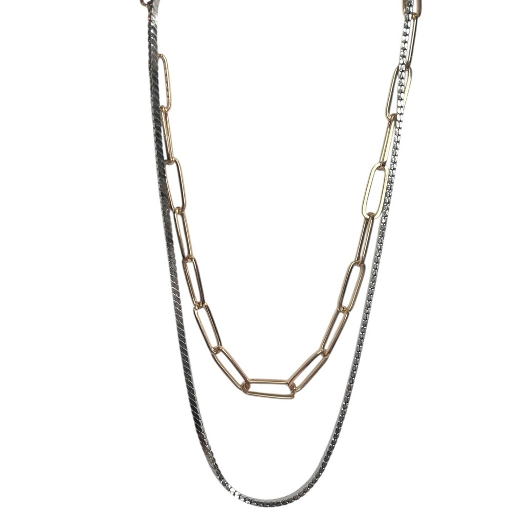 Express Silver Gold Multi-strand Adjustable Chunky Layering Necklace Set